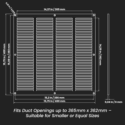 Repa Market Air Vent Cover 16x16 Inch (Outer Dimensions) Brown Galvanized Steel Louvered Grill Cover with Mesh Screen/Wall or Ceiling Vent/HVAC Register for Indoor and Outdoor Ventilation
