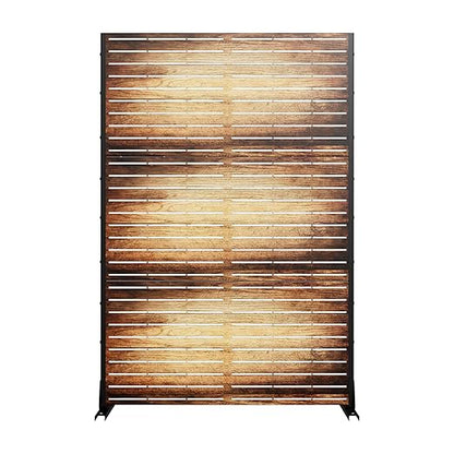 Casaphoria 72" H x 47" W Metal Outdoor Privacy Screen, Freestanding Decorative Divider for Patio, Deck, Balcony, and Garden with Stable Base, Wood Color