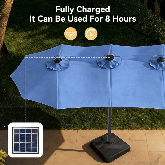 Aoxun 15ft Patio Umbrella with Base Included, Outdoor Double-Sided Rectangular - Image 6