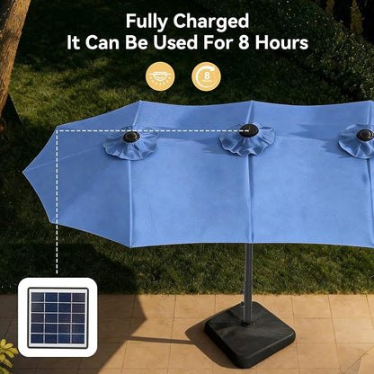 Aoxun 15ft Patio Umbrella with Base Included, Outdoor Double-Sided Rectangular - Image 6