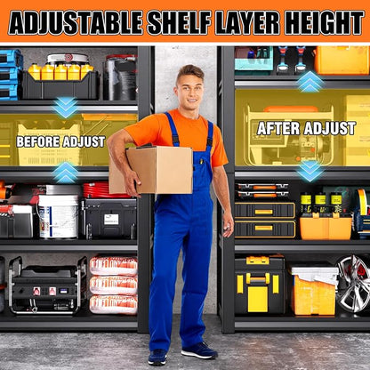 72''H 35''W Storage Shelves Garage Shelving, Adjustable Garage Shelves - Image 6