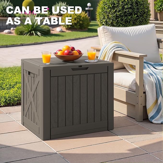 Greesum 40 Gallon Resin Deck Box, Outdoor Storage, Garden Tools, Pool Supplies - Image 2