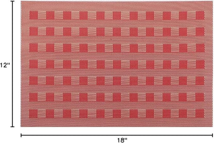 Gugrida Placemats, Placemats PVC Table Mats Woven Vinyl Placemats, Set of 6 (Red)