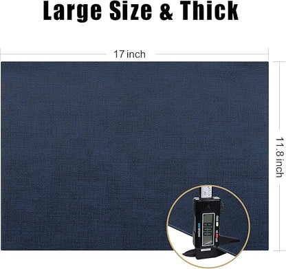 Homaxy Faux Leather Heat Resistant Placemats for Dining Table Set of 4, Waterproof Wipeable Washable PU Table Mats, Easy to Clean Anti-Slip Place Mats, 11.8" x 17", Navy Blue