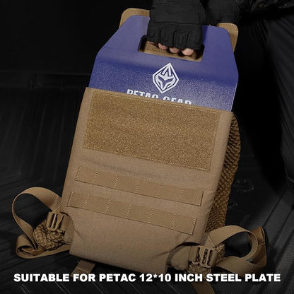 PETAC GEAR Upgraded Weighted Backpack Rucking Backpack for Weight Plates/Honeycomb Breathable fabric/Belt support/Back support platform (max 15lbs capacity)(CB)