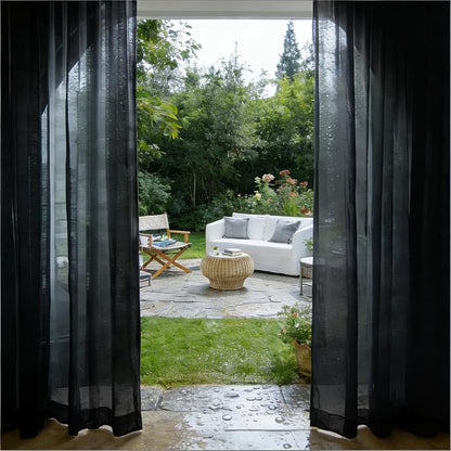 Outdoor Sheer Curtains for Patio Waterproof, 2 Panels Rod Pocket Indoor/Outdoor - Image 6