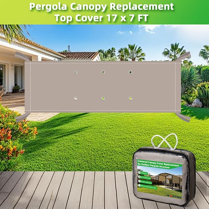 NOVINO Pergola Canopy Cover Replacement Waterproof Pergola Cover, 17x7ft | - Image 3