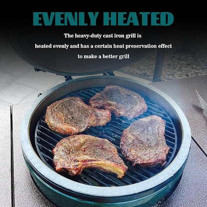 KAMaster Cast Iron Cooking Grids Grates Compatible with Small and Mini-max Big Green Egg Charcoal Grill Round Grill Grate(13"-Fit Small/Mini-max)