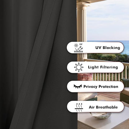 BONZER Outdoor Curtains for Patio Waterproof Thick | Privacy Wide Grommet Light - Image 4