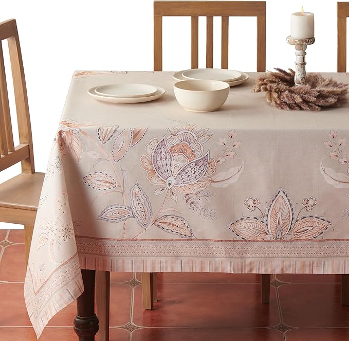 Maison d' Hermine Premium Table Cloth Rectangle Table 100% Combed Cotton 108 x 70 Inches Tablecloth Reusable Decorative for Dining Room, Farmhouse, Home, Party, Festive & Wedding - Society Florals