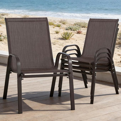 24.4" Wide Outdoor Patio Stackable Chairs Set of 4, Outside Furniture - Image 2