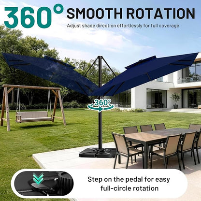12×12 FT Double-Top Cantilever Patio Umbrella, Outdoor Umbrellas - Image 3