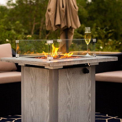Fire Pit Wind Guard, 17.5 Square Fire Pit Glass Wind Guard Made of Clear Tempered Glass, Set with Assembly Instructions, Screwdriver, Easy to Install