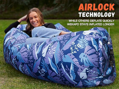 WEKAPO Inflatable Sun Lounger, Air Sofa, Hammock, Portable, Waterproof and Leak-Proof, Ideal for Backyard, Beach, Travel, Camping, Picnics and Music Festivals
