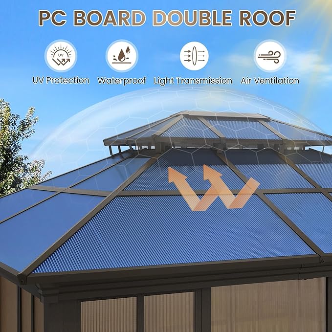 12x14 Sunroom Gazebo, Enclosed Outdoor Solarium - Image 4