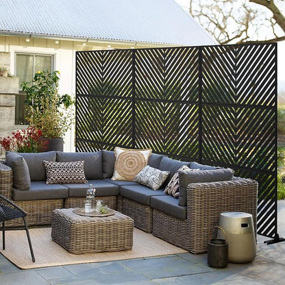 72" H×47" W Metal Privacy Screen, Outdoor Indoor Privacy Screens with Stand Panels, Free Standing Decorative Privacy Screen for Patio