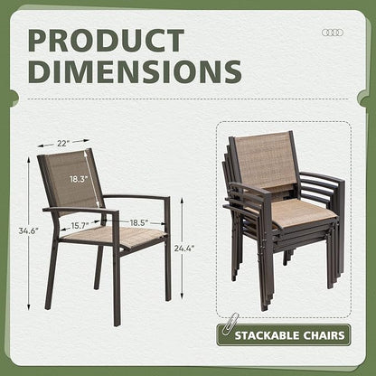 Flamaker Patio Chairs Textilene Outdoor Chairs Set of 6 Stackable Dining Chair - Image 3