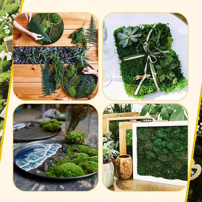 Zeyune 2 Pcs Fake Moss Table Runner for Crafts Artificial Moss Sheet Roll Waterproof Carpet Blanket for Wall Roof Garden Wedding Party Decoration (39 x 39 Inch)
