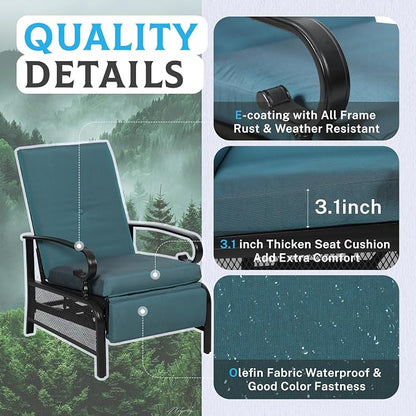 Incbruce Outdoor Lounge Chair Patio Furniture Adjustable Recliner - Image 6