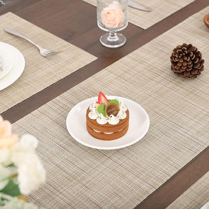 Myir JUN Table Runner, Vinyl Table Runner Indoor 72 Inch Long Arbitrarily Cropped Runner for Table Heatproof for Home Party (Beige, 12 x 72 inch)
