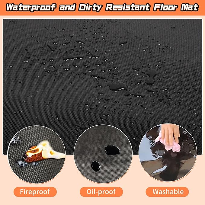 Fireproof Hearth Rugs, Fireplace Mat, Fire Resistant Rugs Put in Front of Wood Stoves, 60" x32”, Heated Floor Mat for Outdoor Grills, Fire Pits, Smokers, Woodstoves
