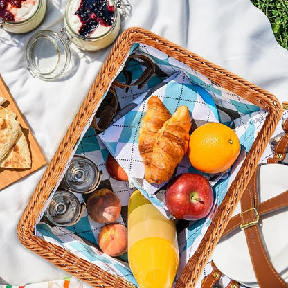 5 PCS 13.8x9.8 Inch Wicker Bread Basket, Woven Serving Basket, Tabletop Food Serving Basket for Restaurant, Bakery, Family Party, Hotel Serving, Fruits, Vegetables and Snacks, Brown