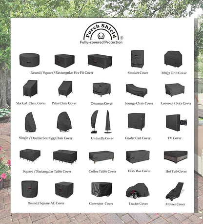 Porch Shield Fire Pit Cover - Waterproof 600D Heavy Duty Fade Resistant Round Patio Fire Bowl Cover Black - 44 inch
