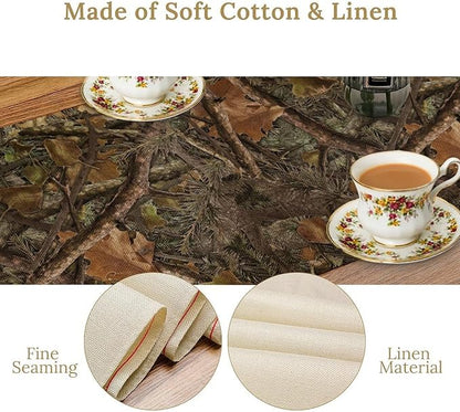 Camo Hunting Table Runner, Mossy and Oak Camouflage Patterns Table Runner for Kitchen Dining Party Home 13x60in