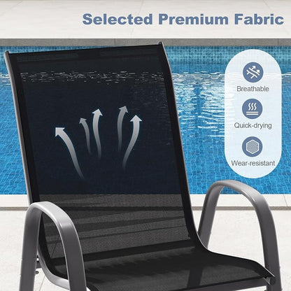 MEDIMALL Patio Chairs, Stackable Patio Chairs Set of 4, Outdoor Dining Chairs - Image 4
