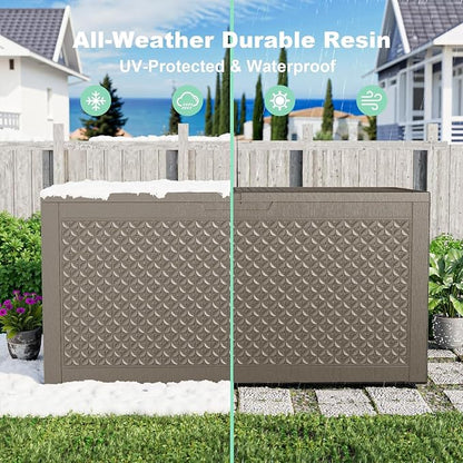 110 Gallon Outdoor Deck Box, Resin Waterproof Storage Box - Image 6