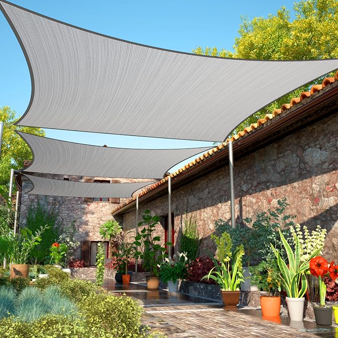 7' x 22' Grey Sun Shade Sail Rectangle SMSLR Canopy Fabric Cloth Screen by ShadeMart