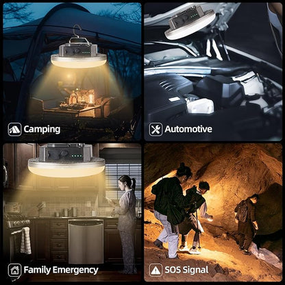 Transparent Portable Rechargeable LED Camping Lights,Waterproof Outdoor Light with 5000Lm,Super Bright Hanging Lanterns for Tents, Canopies & Outdoor Emergencies（Infinitely dimmable）