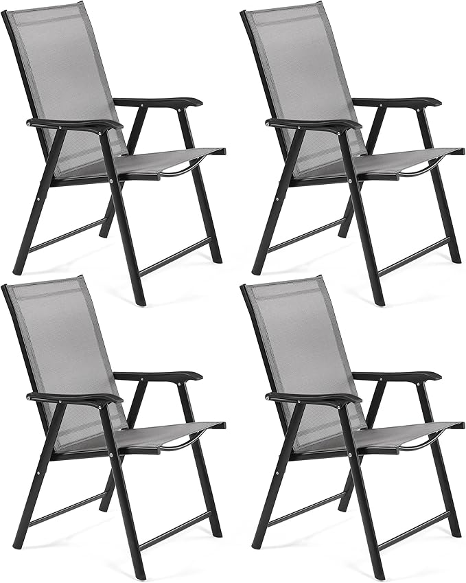 Yaheetech Patio Dining Chairs Set of 4 Outdoor Folding Lawn Chairs, folds flat by Unknown