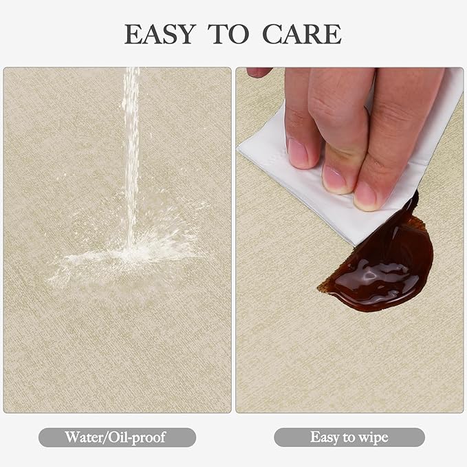 Faux Leather Heat Resistant Placemats Set of 6 – Waterproof Oilproof Wipeable Dining PU Vinyl Place Mat Easy Clean Table Mats for Kitchen/Dining/Party/Holiday, Beige
