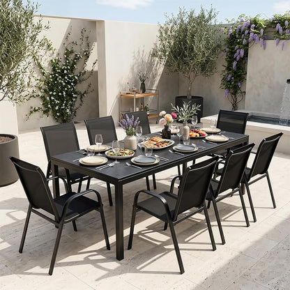 Tangkula Outdoor Stackable Patio Dining Chairs Set of 4, Breathable Fabric - Image 9