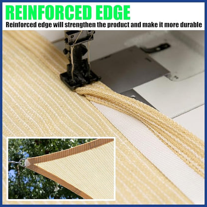 11' x 16' Sand Beige Sun Shade Sail Rectangle SMSLR Canopy Fabric Cloth Screen - Image 5