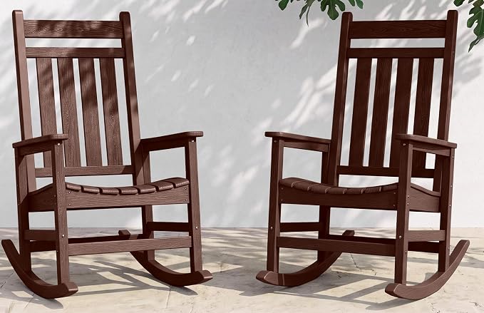 SERWALL Outdoor Rocking Chair Set of 2, Oversized Rocker by SERWALL