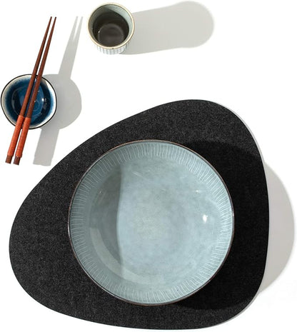 Chillify Table Coaster Set of 6 | Non-Slip, Heat-Resistant, Washable Placemats | Suitable for Outdoor Use | Dark Gray, Oval