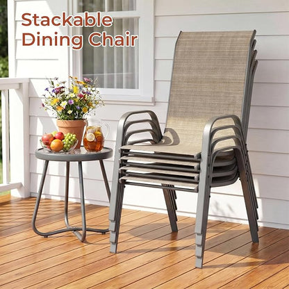 TLSUNNY Patio Chair, Outdoor Stackable Textilene Chairs Set of 8, - Image 7