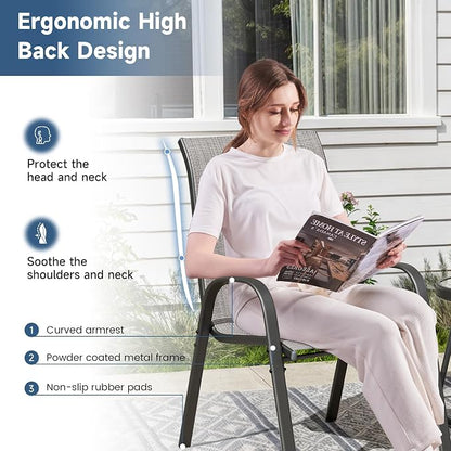 Amopatio Patio Chairs Set of 4, Outdoor Stackable Dining Chairs - Image 6