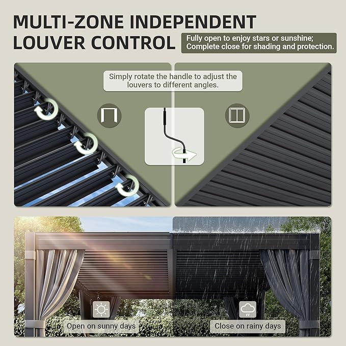 Airwire 10x12 FT Louvered Pergola - Image 5