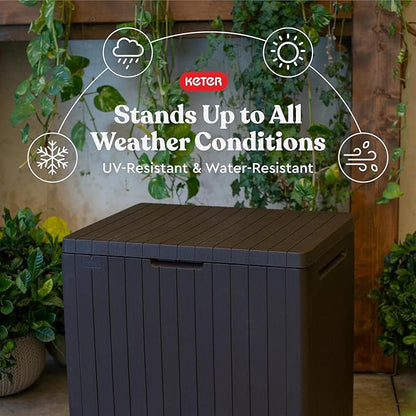 Keter City 30 Gallon Resin Outdoor Storage Box and Patio Furniture Side Table - Image 5
