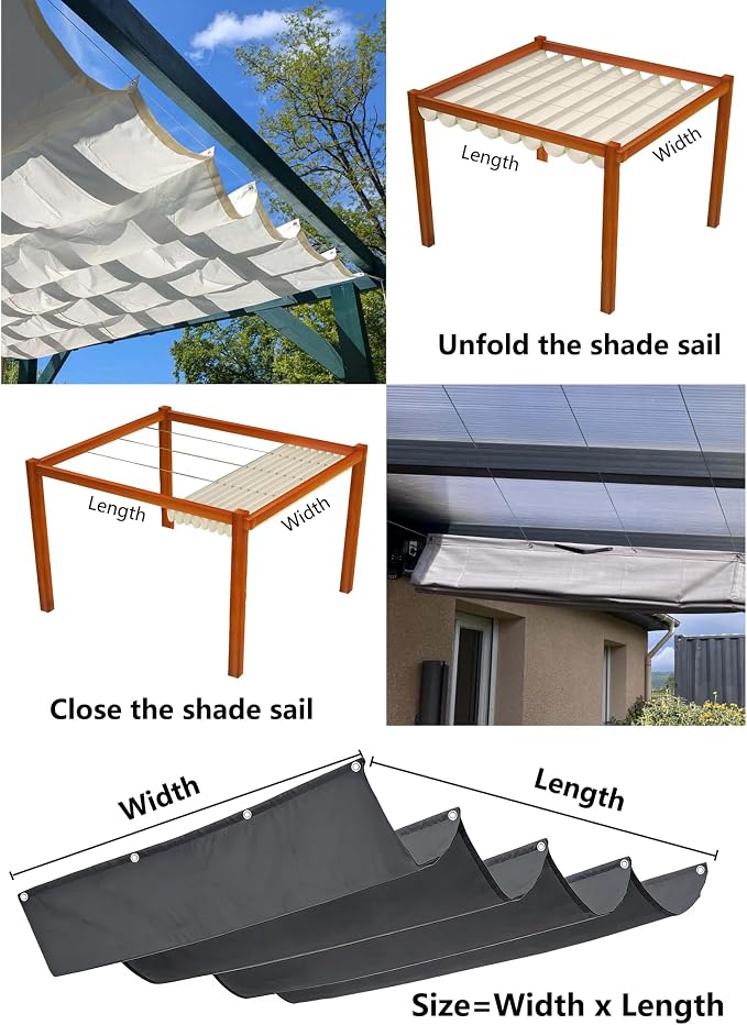 Retractable Wave Sun Shade Sail Waterproof 3' x 12' Sun Shade - Image 5
