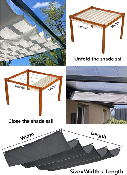 Retractable Wave Sun Shade Sail Waterproof 7' x 17' Sun Shade - Image 5