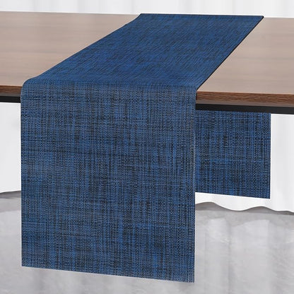 Myir JUN Table Runner, Vinyl Table Runner Indoor 55 Inch Long Arbitrarily Cropped Runner for Table Heatproof for Home Party (Dark Blue, 15 x 55 inch)