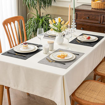 Romanstile Reversible Vinyl Placemats Set of 4, Faux Leather 100% Waterproof Oil-proof Wipeable Place Mats, Heat Resistant Dual Sided Table Mats for Kitchen/Dining/Party (Grey Light Grey, 12 x 17 Inch