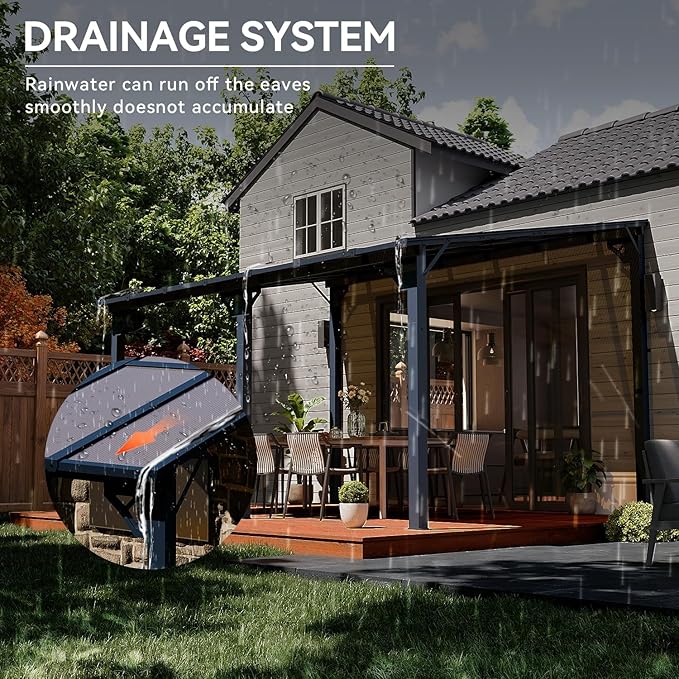 Aoxun 14’x10’ Gazebo with Aluminum Frame & Polycarbonate Panel, Outdoor Patio - Image 5