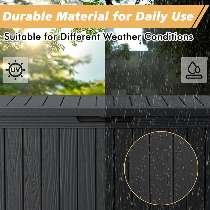 Fancyango 75 Gallon Outdoor Deck Box Waterproof, Large Storage Box - Image 3
