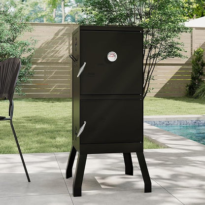 Happygrill Charcoal Grills, 40" Vertical BBQ Smoker Grill with Built-in Thermometer, Adjustable Air Dampers, Removable Water Pan & Grill Grates for Backyard Picnics, Party, Outdoor Camping
