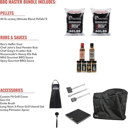 recteq Pellet Grill RT-B380 Bullseye + BBQ Master Bundle, Outdoor, and Electric Pellet Smoker Grill, Electric Smokers, Uses 100% Wood Pellets for Ribs, Brisket, Chicken, Sear, Smoke